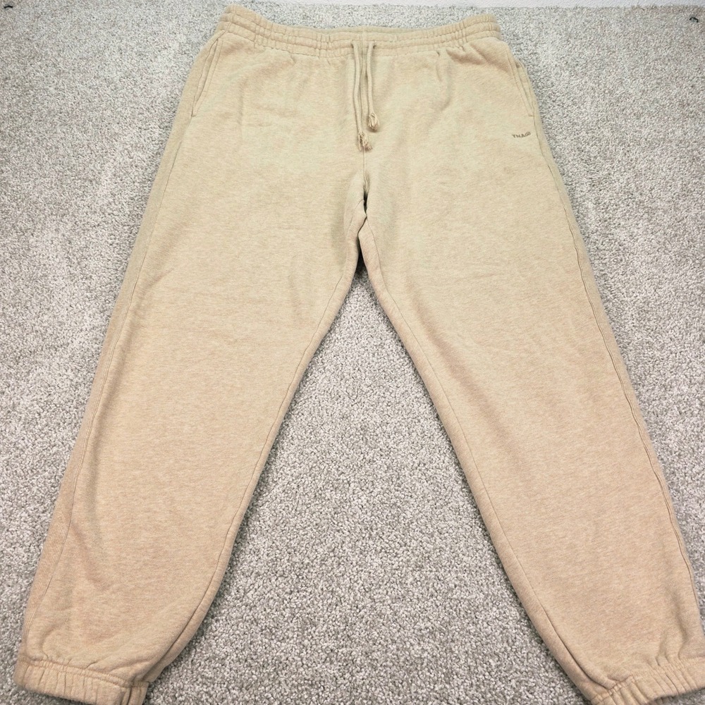TNA‎ Aritzia Cozy Fleece Boyfriend Fit Sweatpants Tan Heather XL Joggers